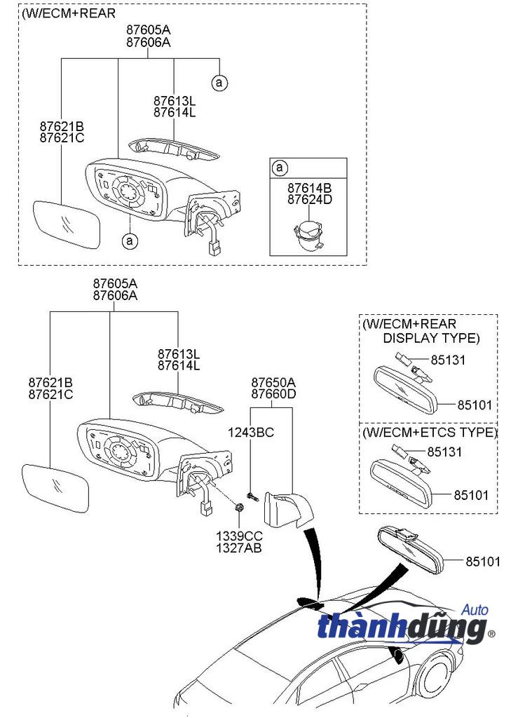 GƯƠNG CHIẾU HẬU NISSAN TEANA 2009-2012 | 96301JN10A - Ảnh 2